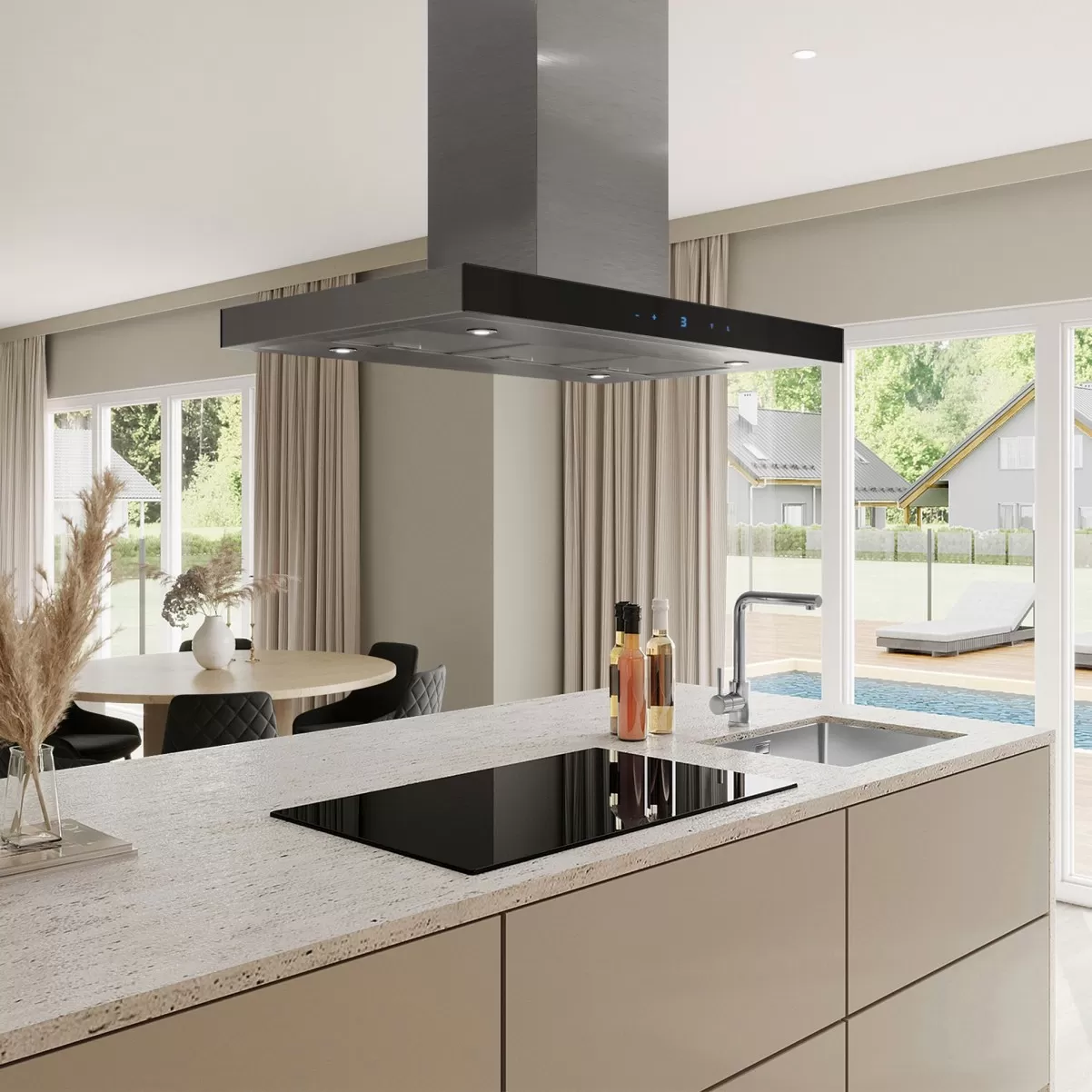 Saarekeliesituuletin mustalla 90 cm| Swedluxury VERDE |Premium Line