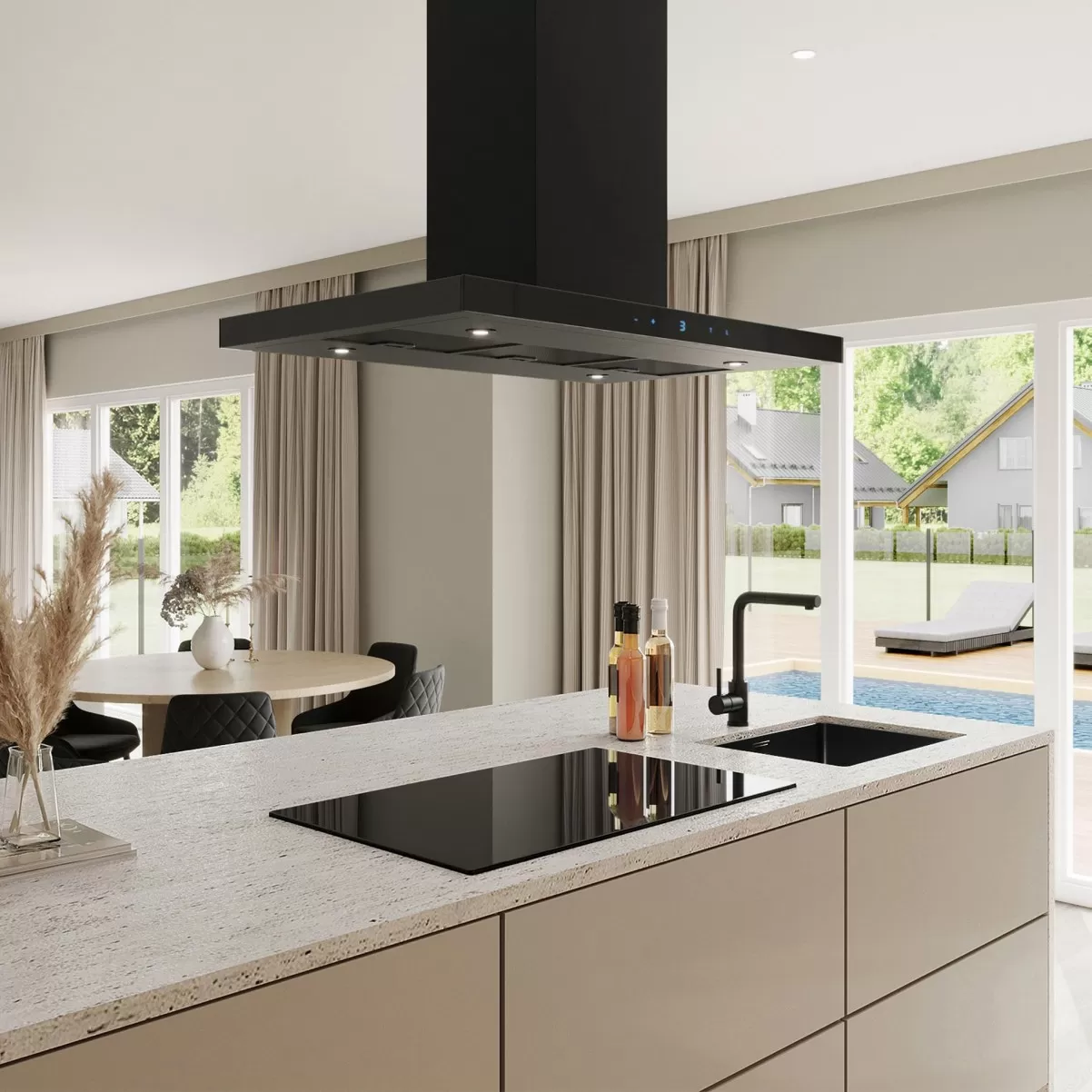 Saarekeliesituuletin mustalla 90 cm| Swedluxury VERDE |Premium Line