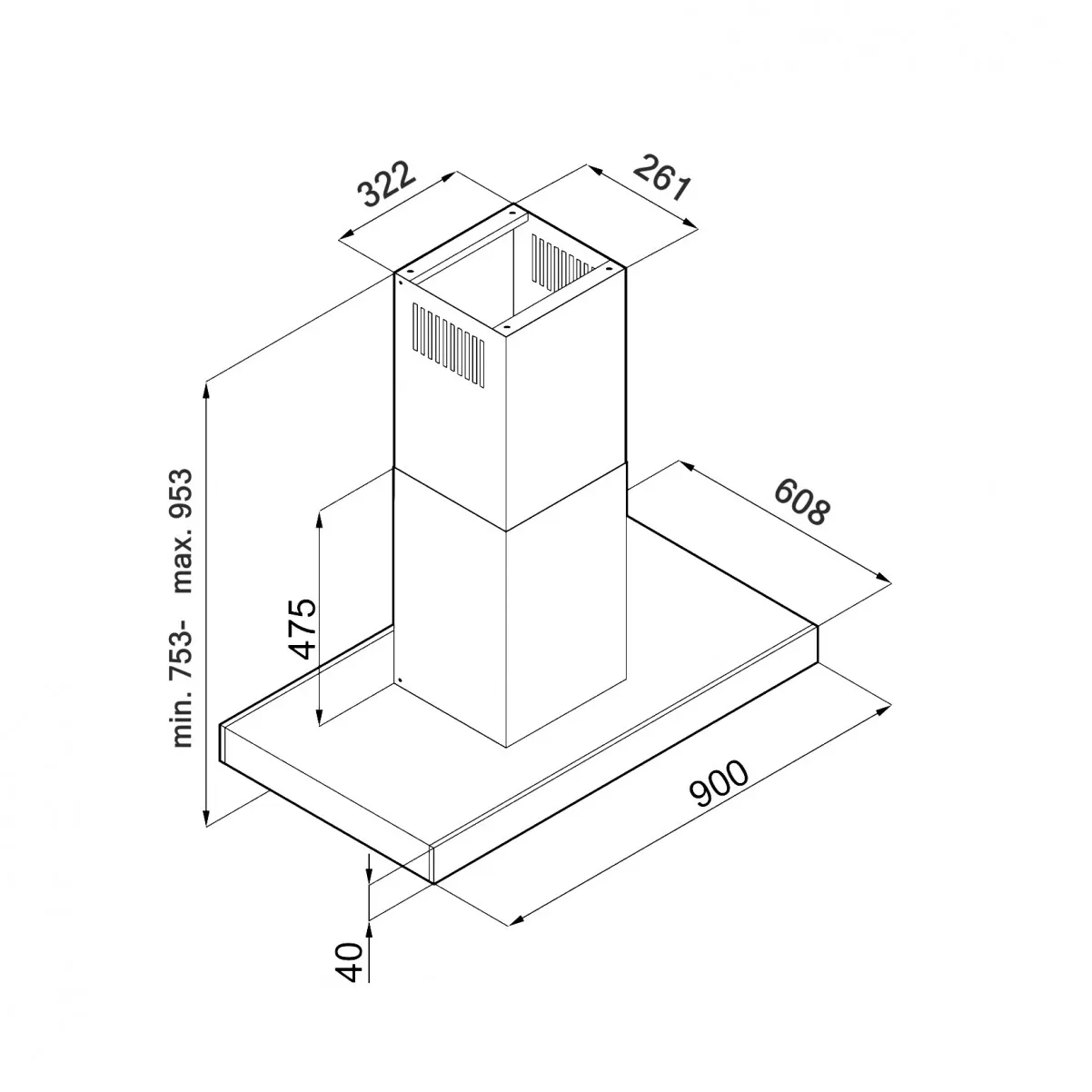 Saarekeliesituuletin mustalla 90 cm| Swedluxury VERDE |Premium Line